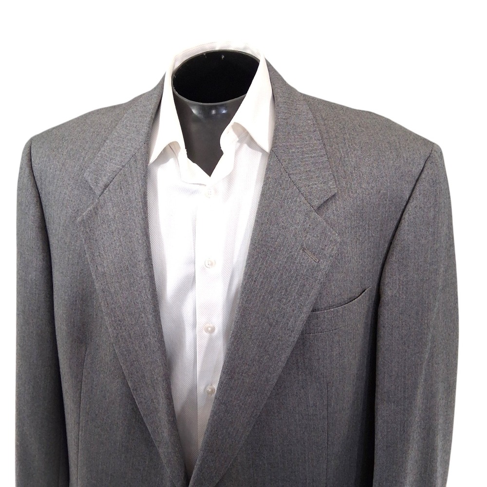 Hart Schaffner & Marx Blazer Mens 48XL Light Gray Herringbone Sport Coat